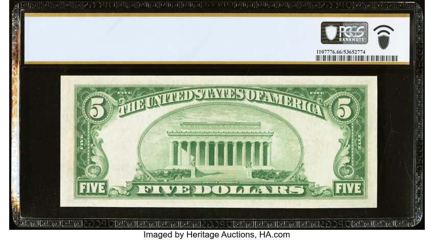 image for: Fr. 1952-F $5 1928B Federal Reserve Note. PCGS Banknote Gem Unc 66 PPQ....