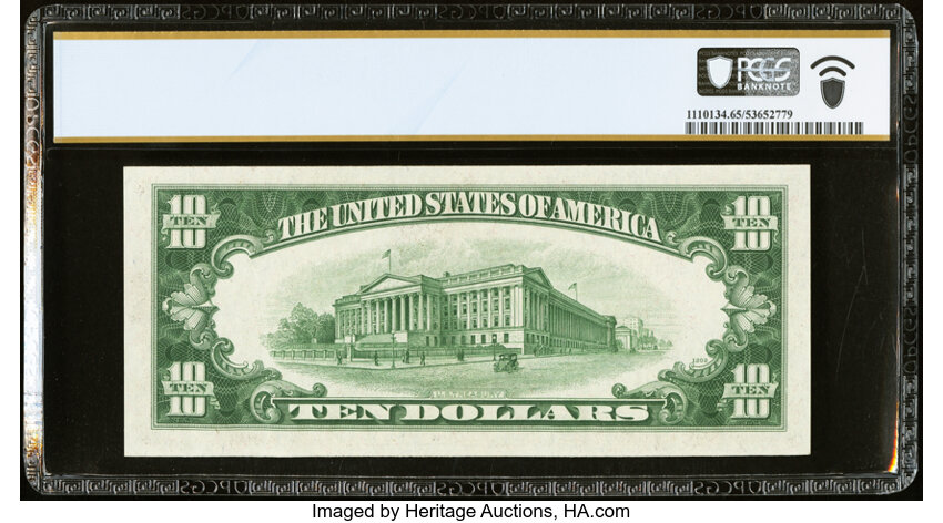 image for: Fr. 2008-D* $10 1934C Federal Reserve Star Note. PCGS Banknote Gem Unc 65 PPQ....
