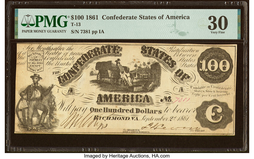 image for: T13 $100 1861 PF-3 Cr. 55, 55A PMG Very Fine 30....
