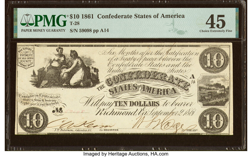 image for: T28 $10 1861 PF-10 Cr. 236B PMG Choice Extremely Fine 45....