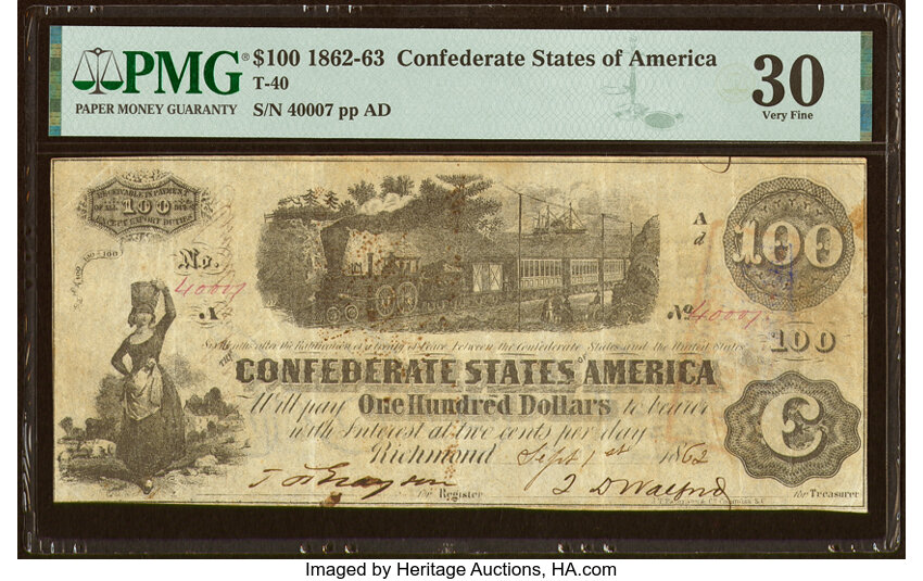 image for: T40 $100 1862 PF-2 Cr. 306 PMG Very Fine 30....