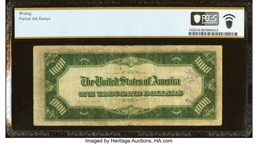 image for: Fr. 2211-B $1,000 1934 Mule Federal Reserve Note. PCGS Banknote Very Fine 20 Details....
