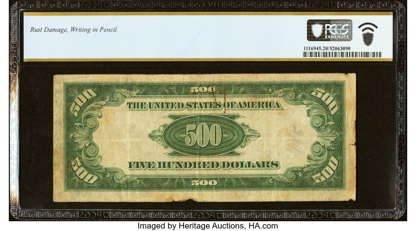 image for: Fr. 2202-D $500 1934A Federal Reserve Note. PCGS Banknote Very Fine 20....