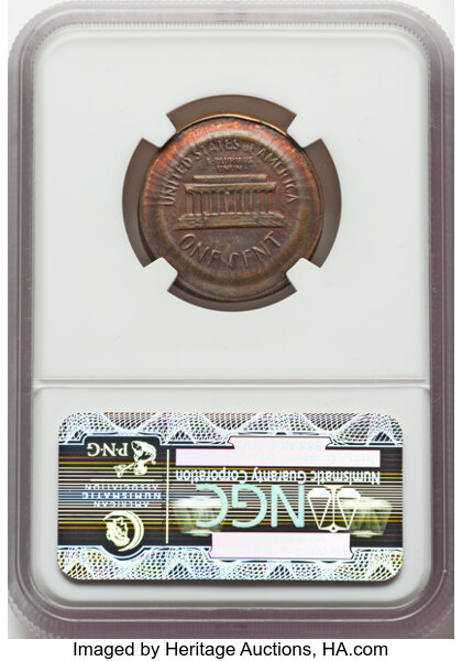 image for: 1981 1C Lincoln Cent -- Three-Planchet Bonded Group -- MS65 Red and Brown NGC. 9.2 grams....