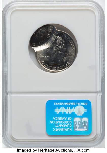 image for: 1999-P 25C New Jersey Statehood Quarter -- Double Struck, Second Strike 70% Off Center -- MS64 NGC. ...