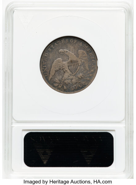 image for: 1837 25C B-4, R.3, VG10 ANACS. Housed in a small-sized holder. Mintage 252,400....