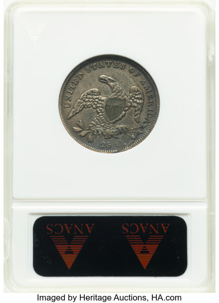 image for: 1837 25C  B-2, R.1, XF40 ANACS. Housed in a small-sized holder. Mintage 252,400....