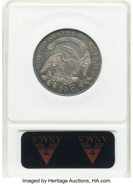 image for: 1825/4/(2) Overdate, B-2, FS-302 25c ANACS VF35