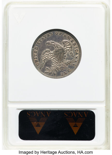 image for: 1835 25C B-5, R.2, XF40 ANACS. Housed in a small-sized holder. Mintage 1,952,000....