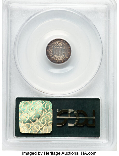 thumbnail for: 1864 3cS PCGS/CAC MS62 CAC