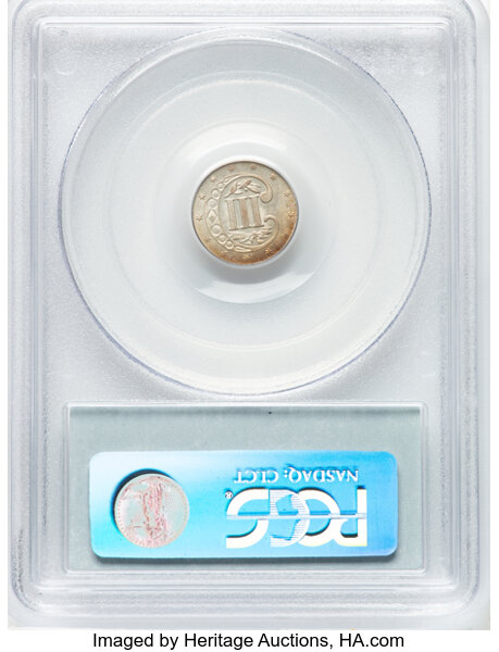 image for: 1858 3cS PCGS MS62 CAC