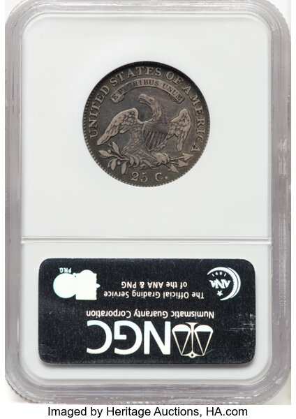 image for: 1820 25C Small 0, B-4, R.2, VF25 NGC. CAC. NGC Census: 2 in 25, 9 finer. CAC: 1 in 25, 1 finer (10/25). CDN: $450 Whsle. Bi...