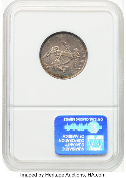 image for: 1833 25C B-1, R.2, AU58 NGC. Tompkins Die State 3/4. CDN: $1,540 Whsle. Bid for NGC/PCGS AU58. Mintage 156,000....