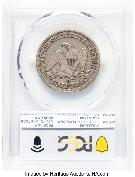 image for: 1845-O 50C Repunched Date, Large O, WB-106, FS-302, Die Pair 18, R.4, VF35 PCGS. PCGS Population: 3 in 35, 2 finer (11/25)....