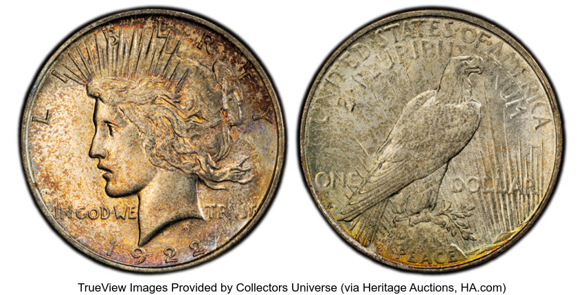 1922-D $1 MS65 PCGS. CDN: $455 Whsle. Bid for NGC/PCGS MS65. Mintage 15,063,000. ...