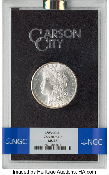 1883-CC $1 GSA MS65 NGC. CDN: $465 Whsle. Bid for NGC/PCGS MS65. Mintage 1,204,000....