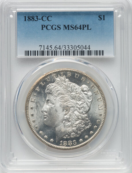 1883-CC $1 MS64 Prooflike PCGS. CDN: $440 Whsle. Bid for NGC/PCGS MS64. Mintage 1,204,000. ...