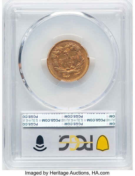 1878 $3 AU50 CAC thumbnail 2