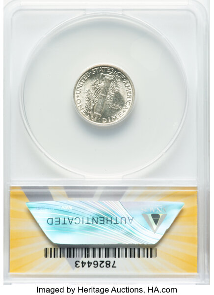 image for: 1934-D/D 10C Repunch Mintmark-1, FS-501, MS63 ANACS. ...