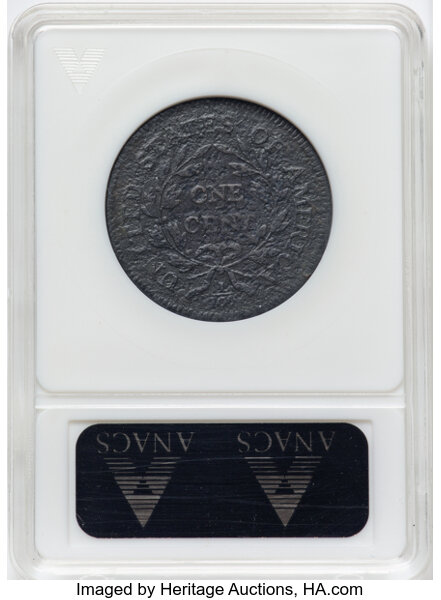 image for: 1796 1C Liberty Cap, S-83, B-4, R.4 -- Corroded -- ANACS Details. Fine Details, Net VG8. Housed in a small-sized holder. ...