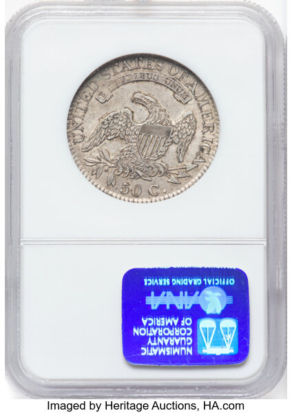 image for: 1826 50C O-101a, R.2, AU55 NGC. NGC Census: 3 in 55, 11 finer (10/25). CDN: $400 Whsle. Bid for NGC/PCGS AU55. Mintage 4,00...