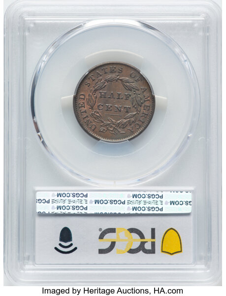 image for: 1834 1/2 C C-1, B-1, R.1, AU50 PCGS. PCGS Population: 76 in 50, 647 finer (10/25). CDN: $140 Whsle. Bid for NGC/PCGS AU50. ...