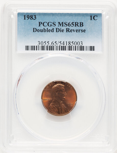 image for: 1983 1C Doubled Die Reverse, FS-801, MS65 Red and Brown PCGS. PCGS Population: 23 in 65, 4 finer (11/25). CDN: $260 Whsle. ...