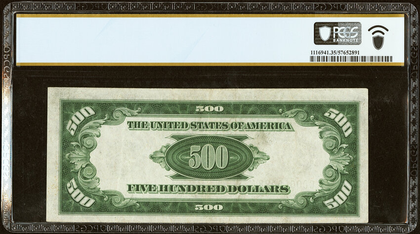 image for: Fr. 2202-C $500 1934A Federal Reserve Note. PCGS Banknote Choice VF 35....