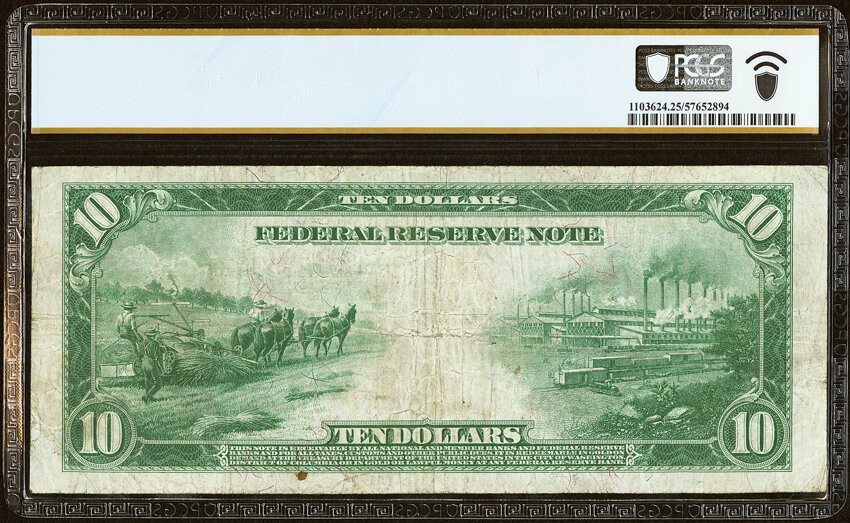 image for: Fr. 895b $10 1914 Red Seal Federal Reserve Note PCGS Banknote Very Fine 25....