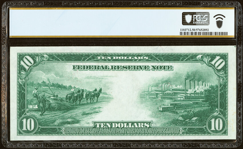 image for: Fr. 914 $10 1914 Federal Reserve Note PCGS Banknote About Unc 50....