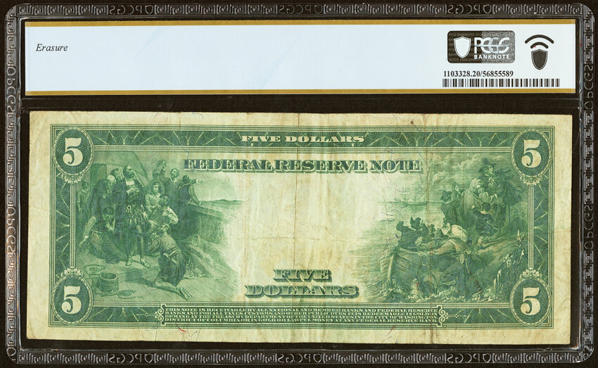 image for: Fr. 838a $5 1914 Red Seal Federal Reserve Note PCGS Banknote Very Fine 20....