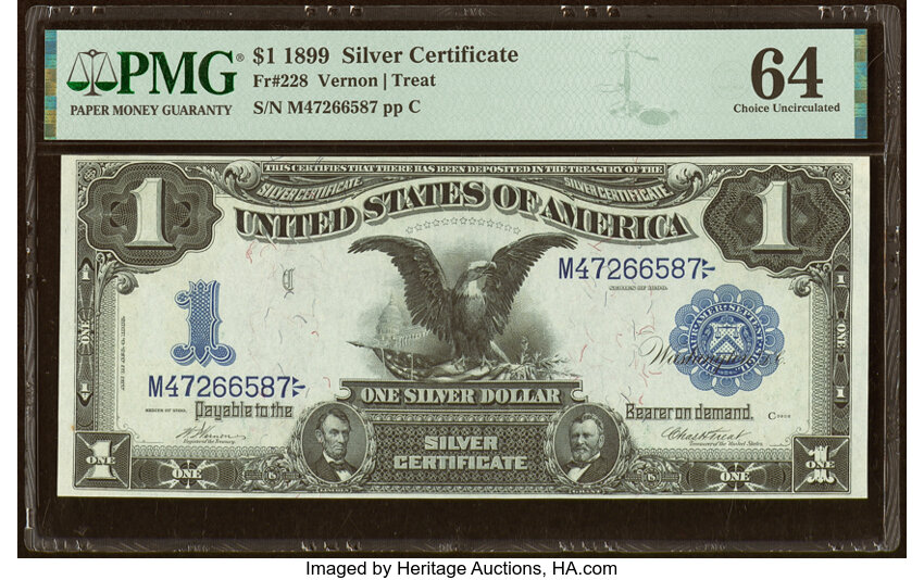 image for: Fr. 228 $1 1899 Silver Certificate PMG Choice Uncirculated 64....