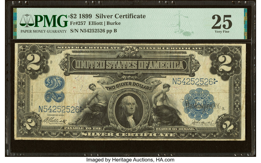 image for: Fr. 257 $2 1899 Silver Certificate PMG Very Fine 25....