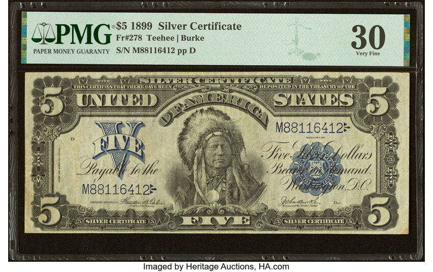 image for: Fr. 278 $5 1899 Silver Certificate PMG Very Fine 30....