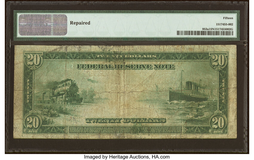 image for: Fr. 953a $20 1914 Red Seal Federal Reserve Note PMG Choice Fine 15 Net....