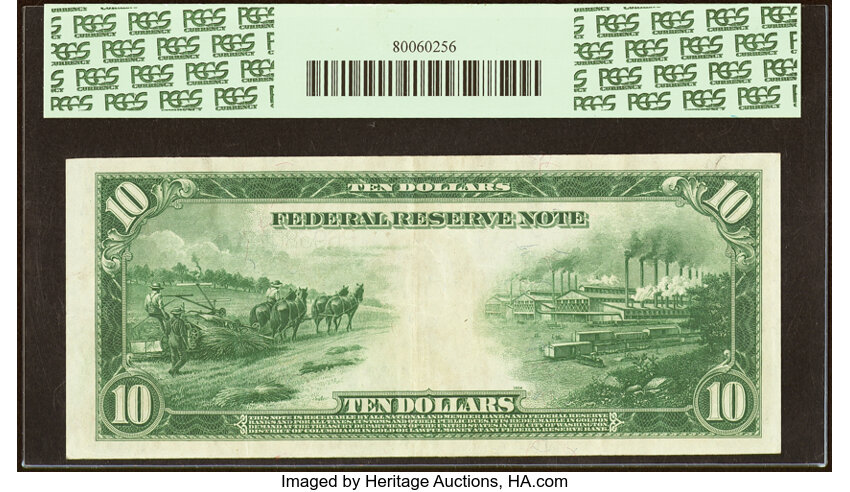image for: Fr. 911c $10 1914 Federal Reserve Note PCGS Very Fine 35PPQ....