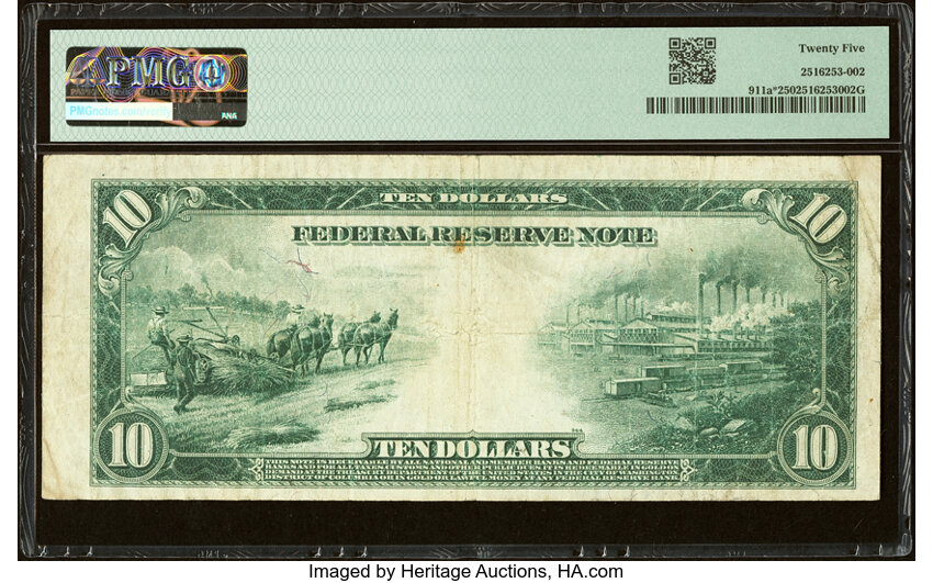 image for: Fr. 911a* $10 1914 Federal Reserve Star Note PMG Very Fine 25....