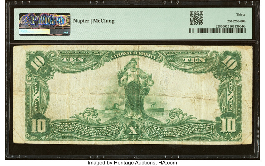 image for: Muncie, IN - $10 1902 Plain Back Fr. 628 The Delaware County National Bank Ch. # 4809 PMG Very Fine 30....