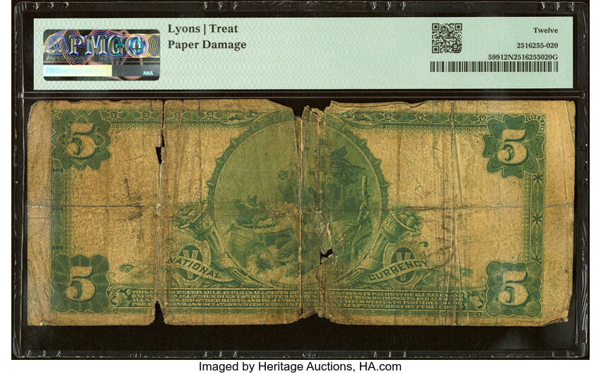 image for: Hammond, IN - $5 1902 Plain Back Fr. 599 The First National Bank Ch. # 3478 PMG Fine 12 Net....