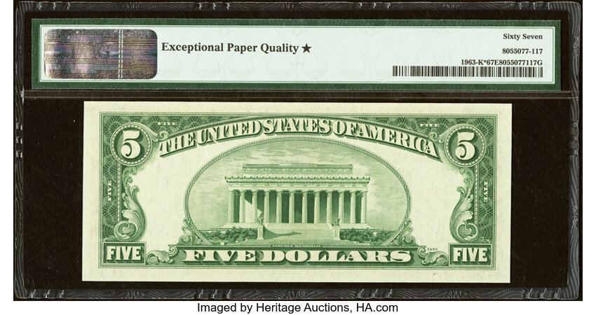 image for: Fr. 1963-K* $5 1950B Federal Reserve Star Note. PMG Superb Gem Unc 67 EPQ*....