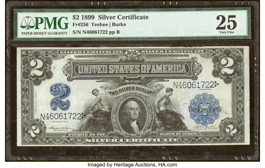 image for: Fr. 256 $2 1899 Silver Certificate PMG Very Fine 25....