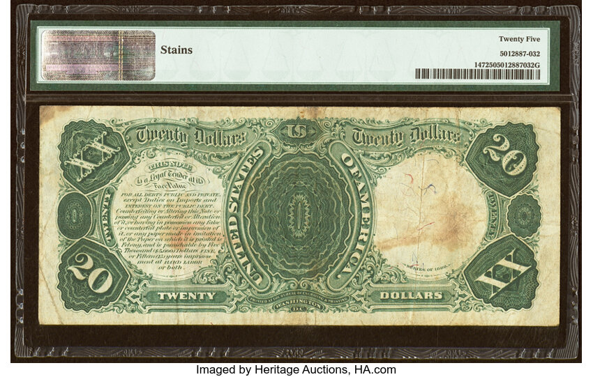 image for: Fr. 147 $20 1880 Legal Tender PMG Very Fine 25....