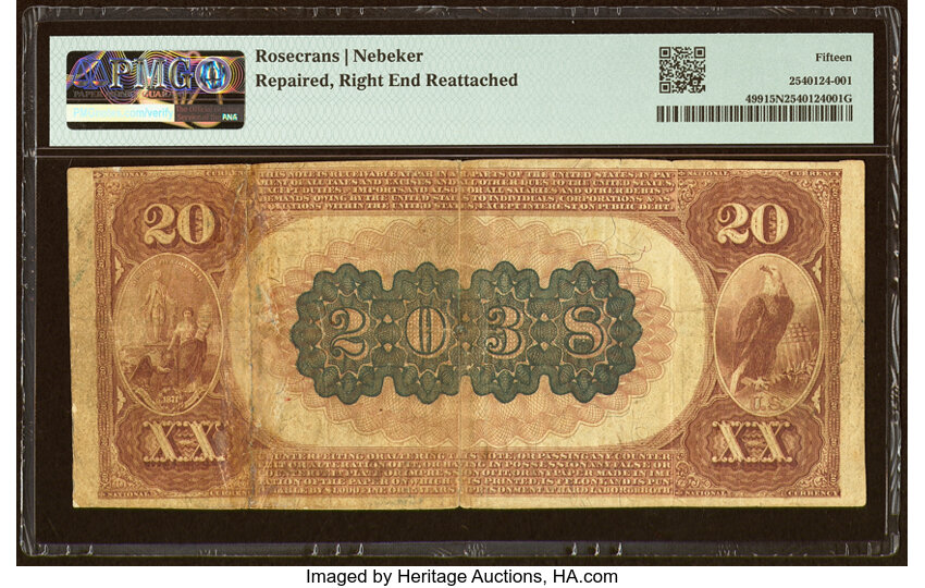 image for: Washington, DC - $20 1882 Brown Back Fr. 499 The Second National Bank Ch. # 2038 PMG Choice Fine 15 Net....