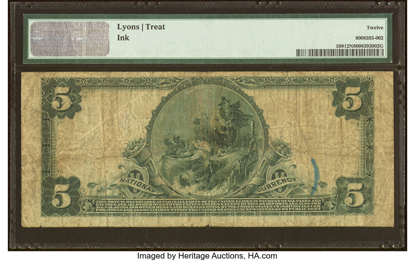 image for: Washington, PA - $5 1902 Plain Back Fr. 599 The Citizens National Bank Ch. # (E)3383 PMG Fine 12 Net....