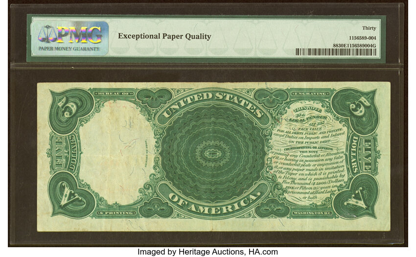 image for: Fr. 88 $5 1907 Legal Tender PMG Very Fine 30 EPQ....