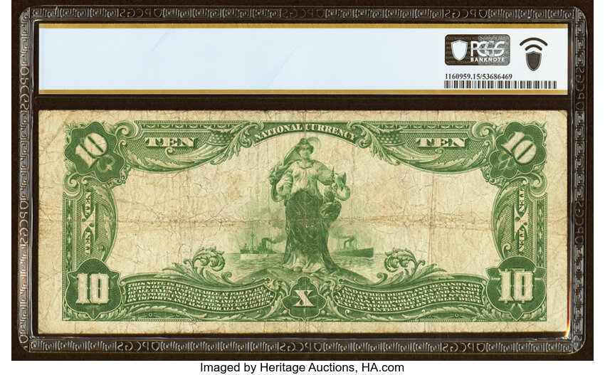 image for: San Francisco, CA - $10 1902 Plain Back Fr. 635 Bank of Italy National Trust & Savings Assoc Ch. # 13044 PCGS Banknote Choice ...