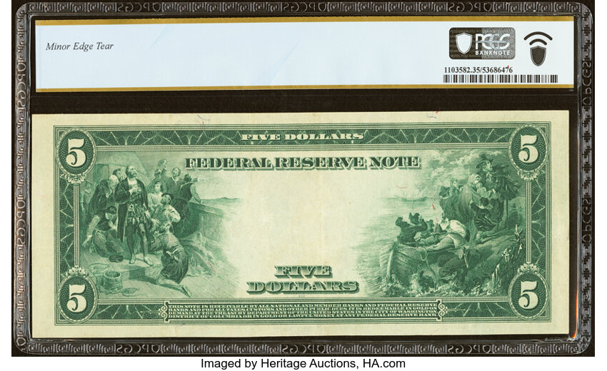 image for: Fr. 887a $5 1914 Federal Reserve Note PCGS Banknote Choice VF 35....