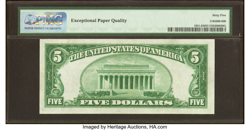 image for: Fr. 1951-D $5 1928A Federal Reserve Note. PMG Gem Uncirculated 65 EPQ....