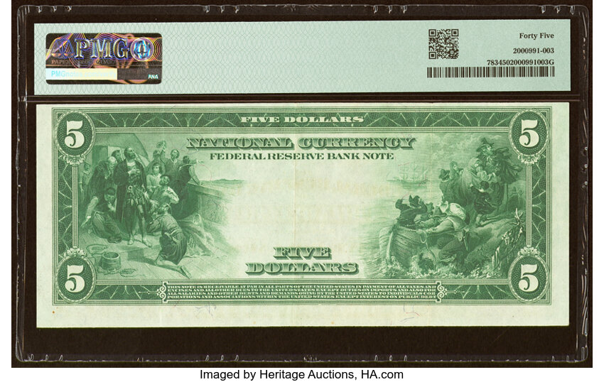 image for: Fr. 783 $5 1918 Federal Reserve Bank Note PMG Choice Extremely Fine 45....