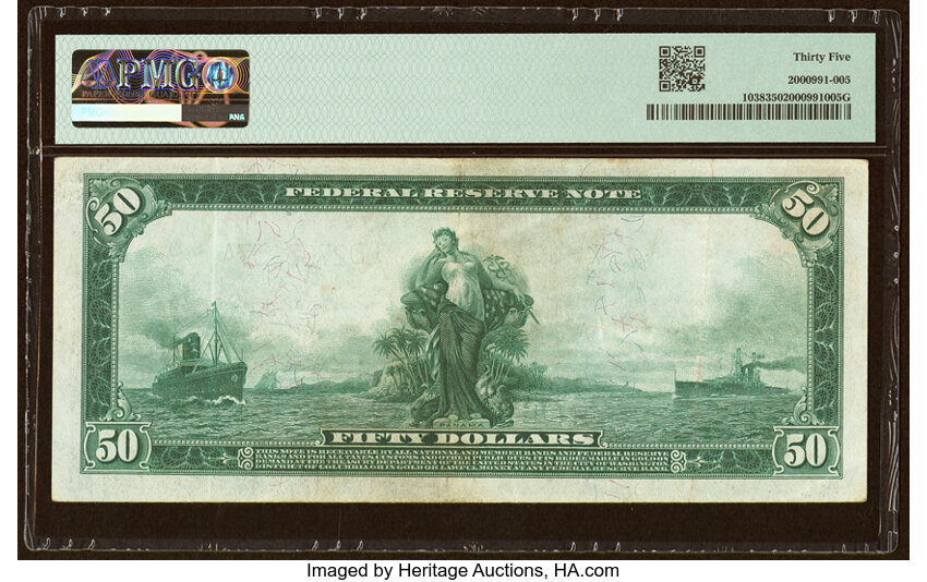 image for: Fr. 1038 $50 1914 Federal Reserve Note PMG Choice Very Fine 35....